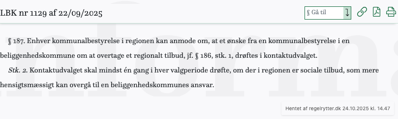 Screenshot af § 187. fra retsinformation.dk