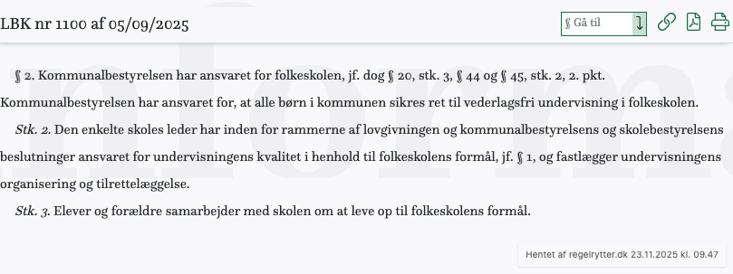 Screenshot af § 2. fra retsinformation.dk