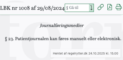 Screenshot af § 23. fra retsinformation.dk