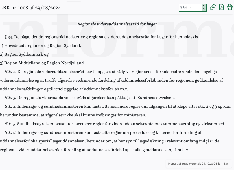Screenshot af § 34. fra retsinformation.dk