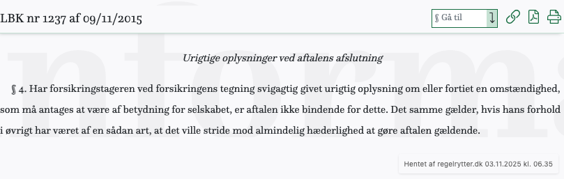 Screenshot af § 4. fra retsinformation.dk