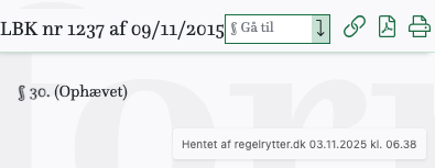 Screenshot af § 30. fra retsinformation.dk