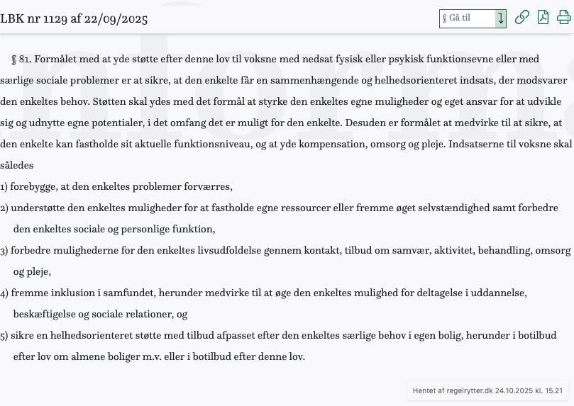 Screenshot af § 81. fra retsinformation.dk