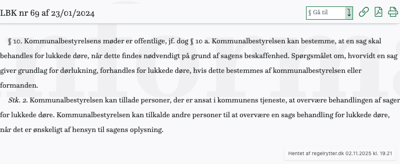 Screenshot af § 10. fra retsinformation.dk