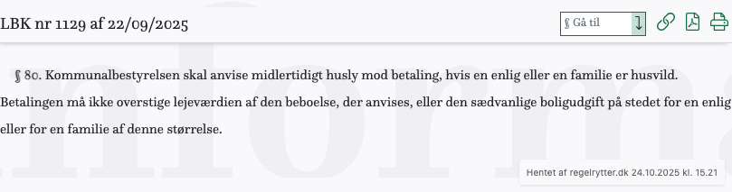 Screenshot af § 80. fra retsinformation.dk