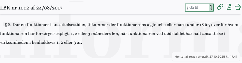Screenshot af § 8. fra retsinformation.dk