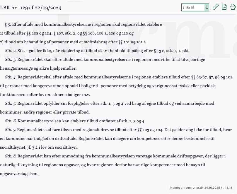 Screenshot af § 5. fra retsinformation.dk