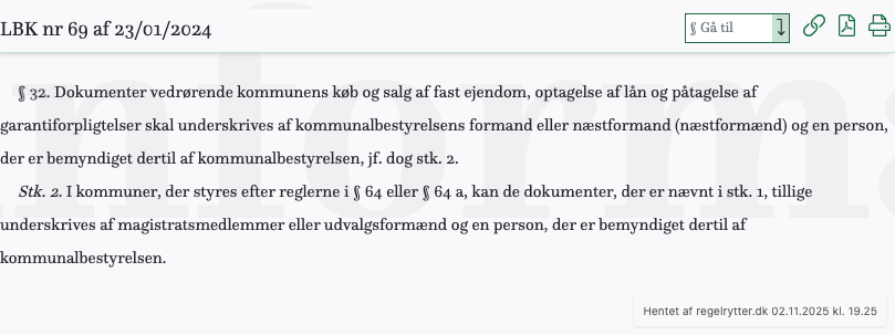 Screenshot af § 32. fra retsinformation.dk
