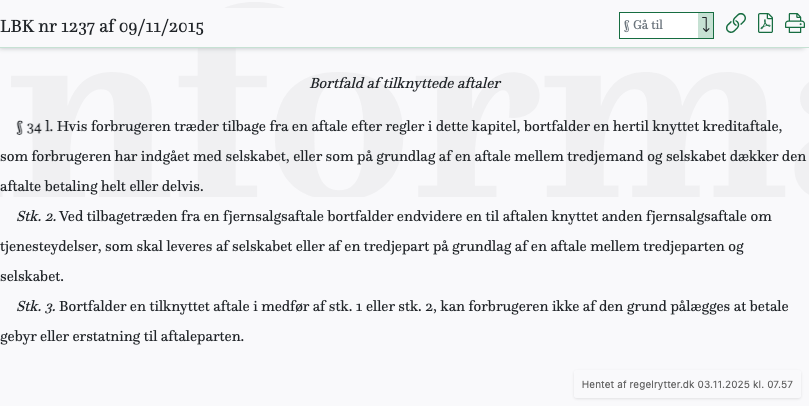 Screenshot af § 34 l. fra retsinformation.dk