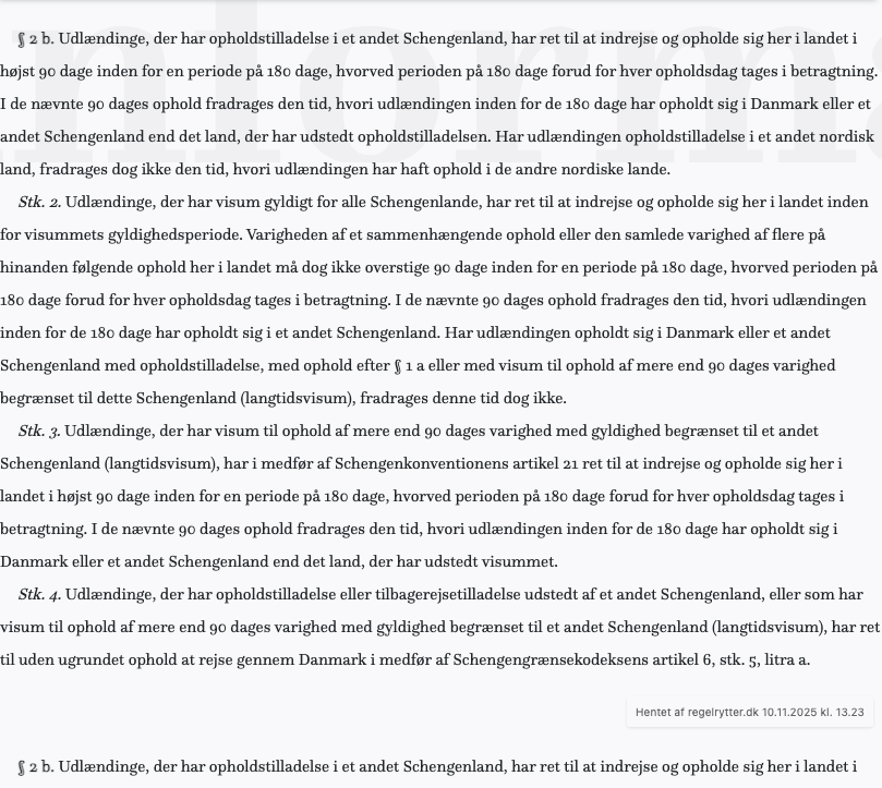 Screenshot af § 2 b. fra retsinformation.dk