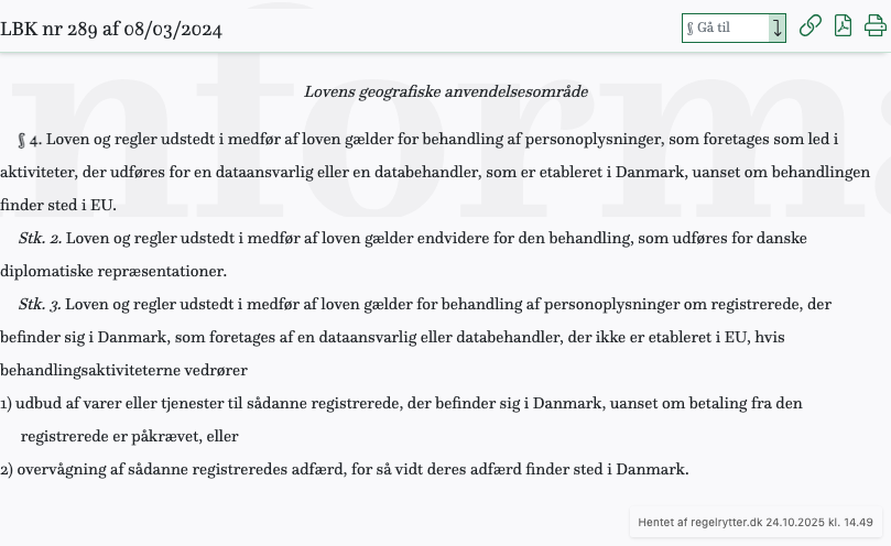 Screenshot af § 4. fra retsinformation.dk