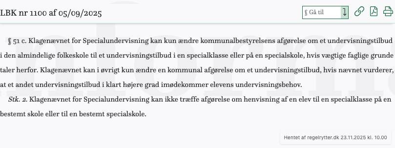 Screenshot af § 51 c. fra retsinformation.dk