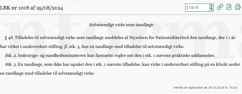 Screenshot af § 48. fra retsinformation.dk