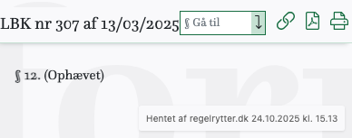 Screenshot af § 12. fra retsinformation.dk