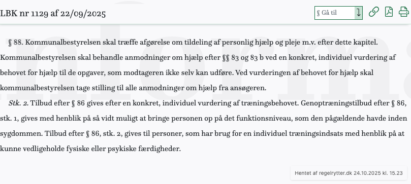 Screenshot af § 88. fra retsinformation.dk