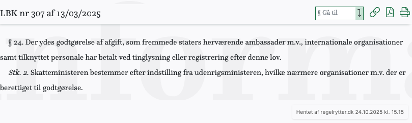 Screenshot af § 24. fra retsinformation.dk
