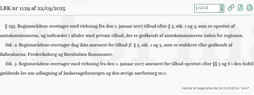 Screenshot af § 195. fra retsinformation.dk