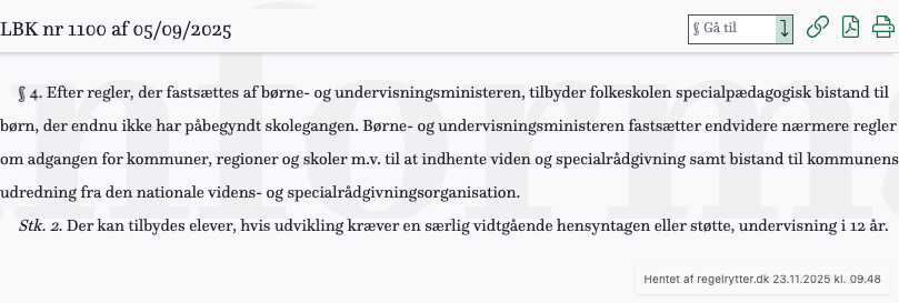 Screenshot af § 4. fra retsinformation.dk