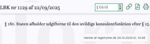 Screenshot af § 180. fra retsinformation.dk