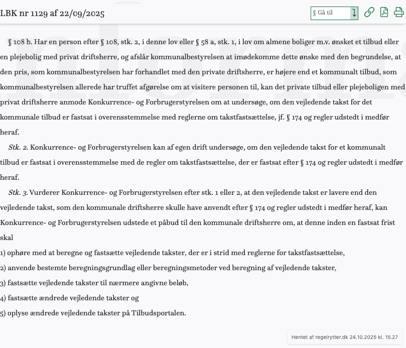 Screenshot af § 108 b. fra retsinformation.dk
