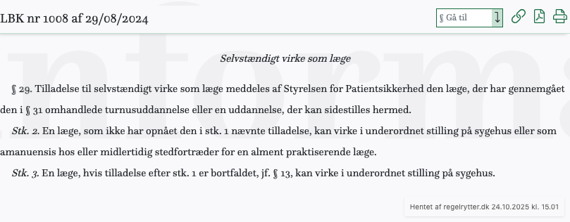 Screenshot af § 29. fra retsinformation.dk