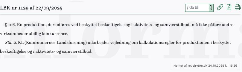 Screenshot af § 106. fra retsinformation.dk