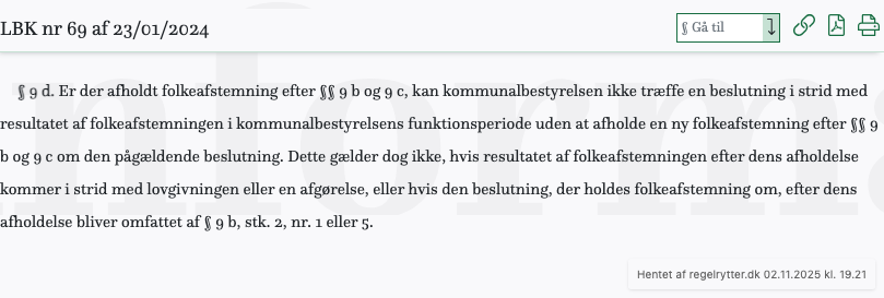 Screenshot af § 9 d. fra retsinformation.dk