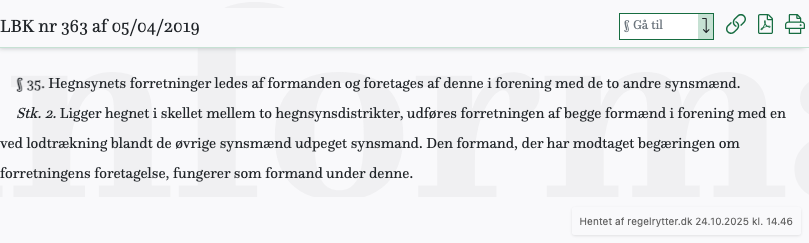 Screenshot af § 35. fra retsinformation.dk