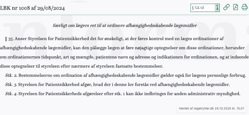 Screenshot af § 35. fra retsinformation.dk